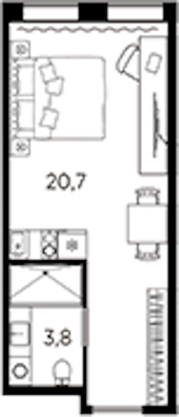 Квартира студия 24.5 м², 12/13 эт., ЖК «AVENIR Industrial»